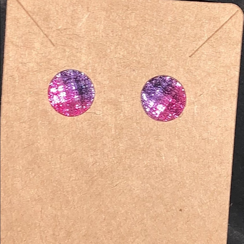 Pink sparkling earrings